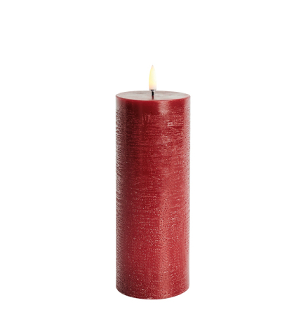 (B) UYUNI LED pillar candle, Carmine red, Rustic, 7,8x20 cm