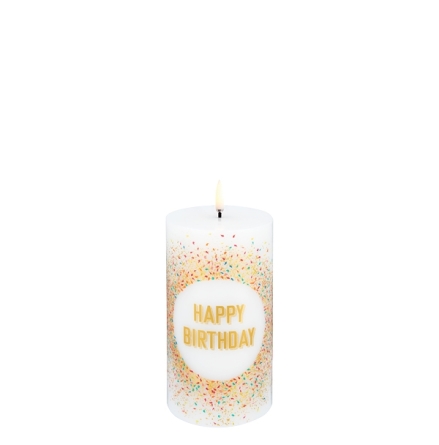 (B) UYUNI LED pillar candle birthday 01, White, Smooth 7,8x15 cm