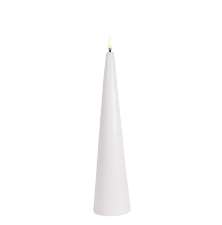 (B) UYUNI LED cone candle, Nordic white, Smooth, 6,8x30 cm
