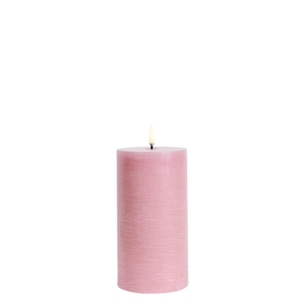 (B) UYUNI LED pillar candle, Dusty rose, Rustic, 7,8x15 cm