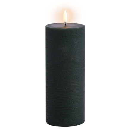 LED pillar candle, Pine green, Rustic, 7,8x20,3 cm
