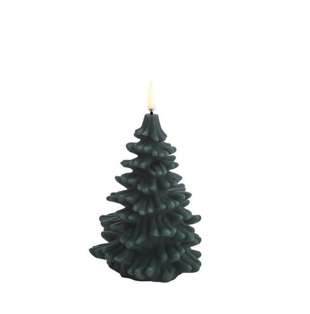 LED candle christmas tree, Pine green, Smooth, 10x15 cm
