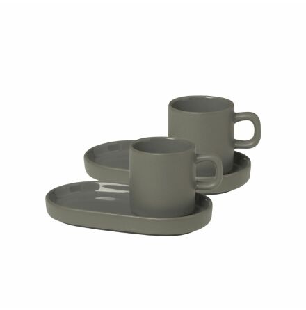 Pilar Espressomuggar med fat 50ml Pewter 2-pack