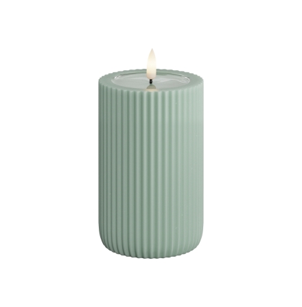 Unique LED Blockljus Stripe Sage green 8x12,5 cm