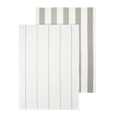 TAULO Tea Towel,  Set of 2 pcs 70 x 50 cm White/Mourning Dove