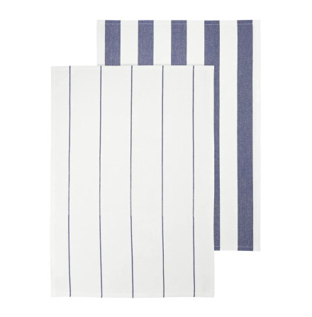 TAULO Set of 2 Tea Towels 50 x 70 cm White/Mazarine Blue